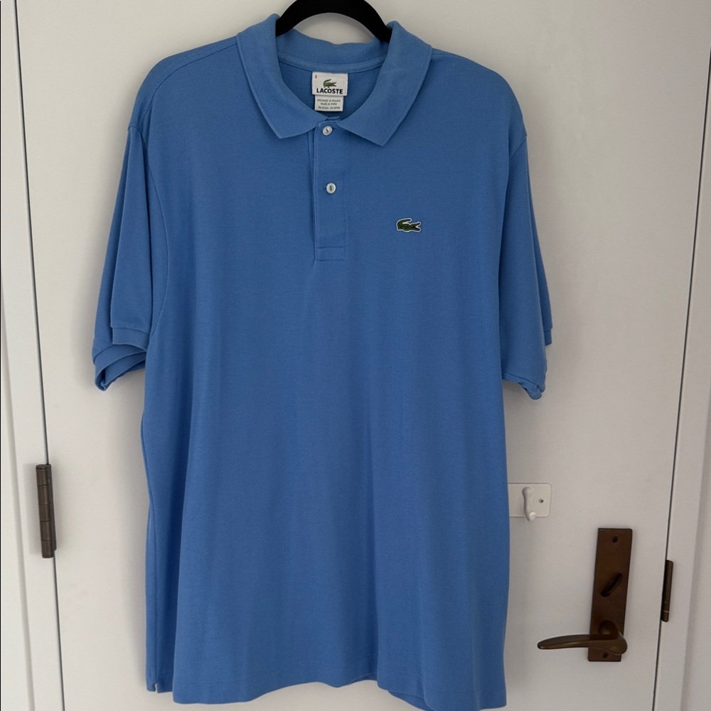 Lacoste French Blue Men's Polo Shirt with Crocodile. Made in Peru. Size 8